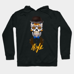 Catrina style skull with a suit and marking elegant style. Hoodie